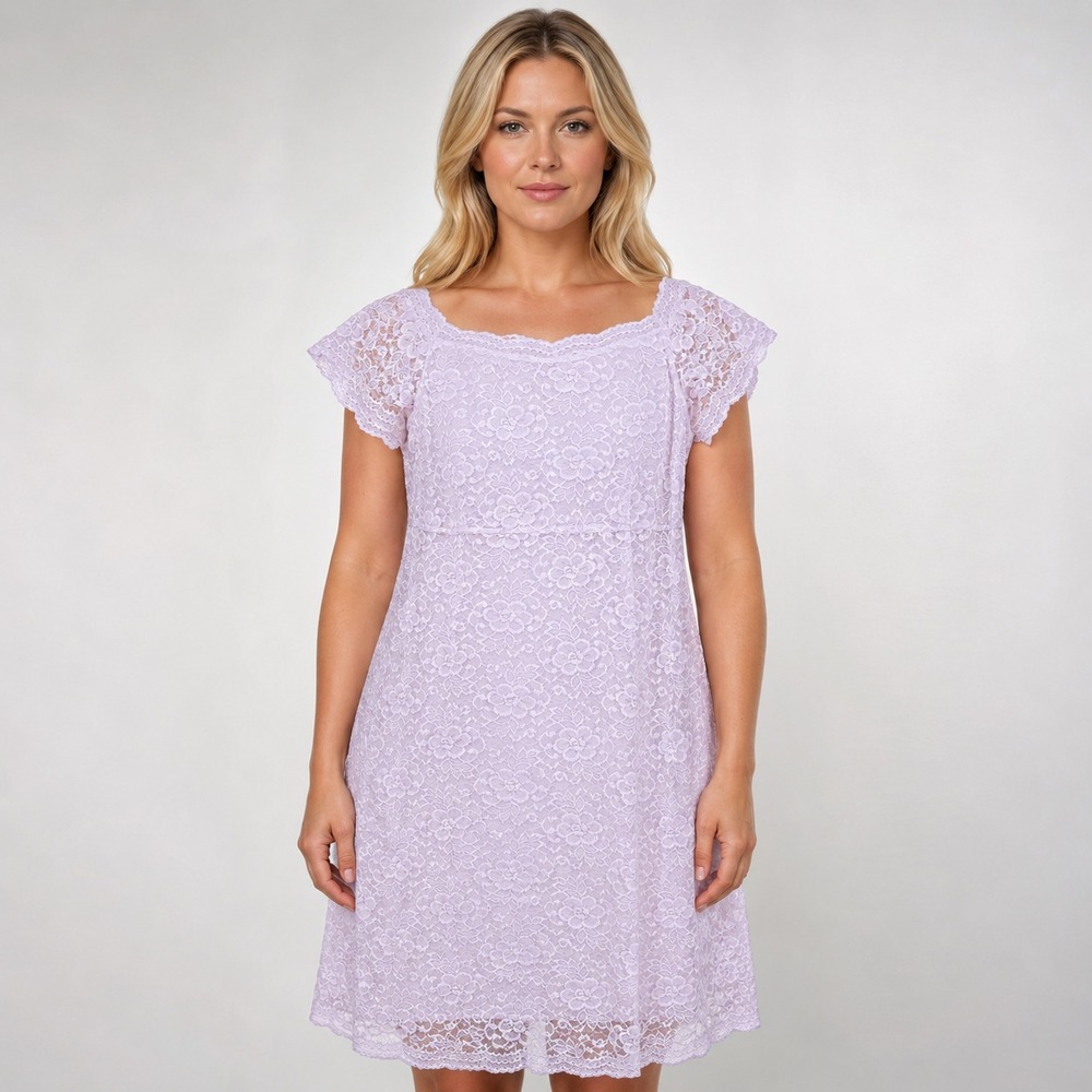 Worthington Coquette Fairy Floral Lace Dress Cocktail White Dreamy Sheath SZ 14T